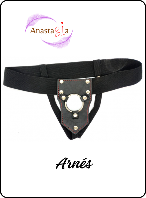 Producto - Arnés de cuero con cintura ancha de elástico (Aro 4cm)