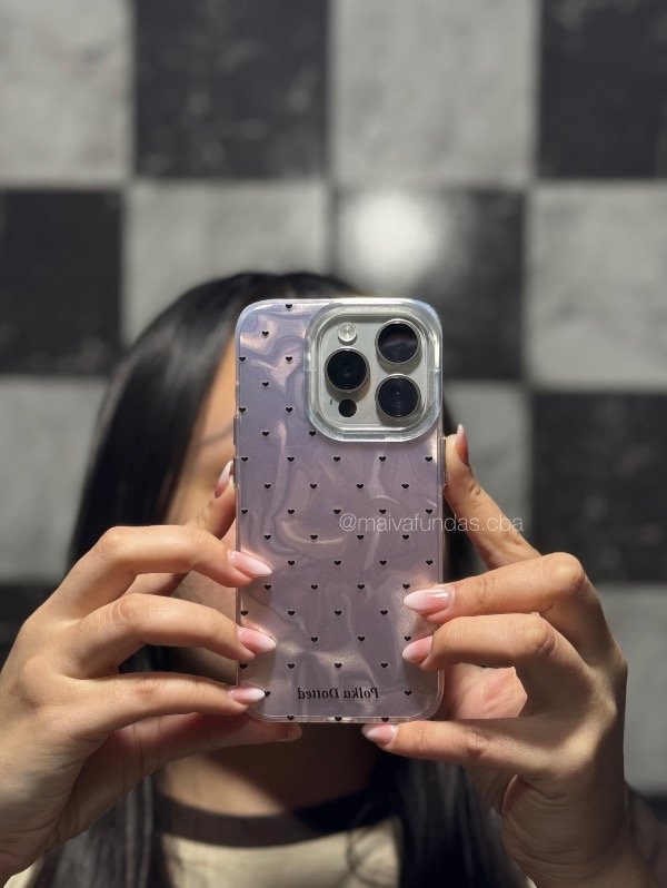 Producto - Case nacarada rosa claro corazones mini iPhone - 1