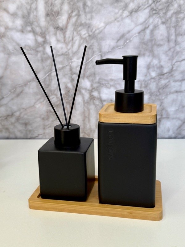 Producto - SET DE DISPENSER Y DIFUSOR DE CERAMICA NEGRO