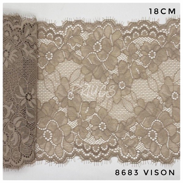 Producto - 8683 PUNTILLA ELASTIZADA VISÓN 18 cm