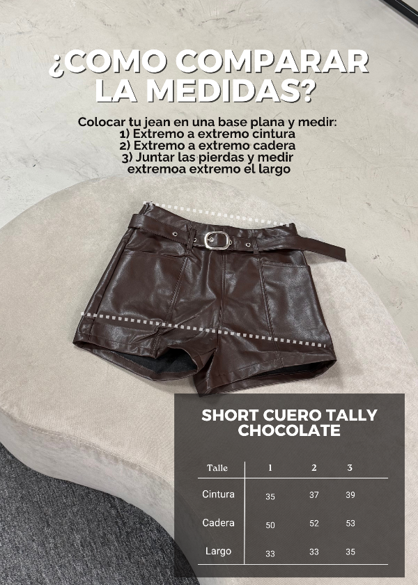 Producto - Short Cuero Tally Chocolate - 3