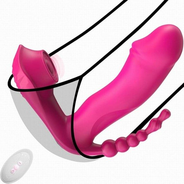 Producto - Consolador Vibrador 3 en 1 Estimulador Succionador con Control
