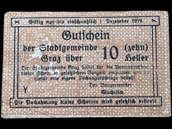 Producto - Austria - Graz (1919) 10 Heller