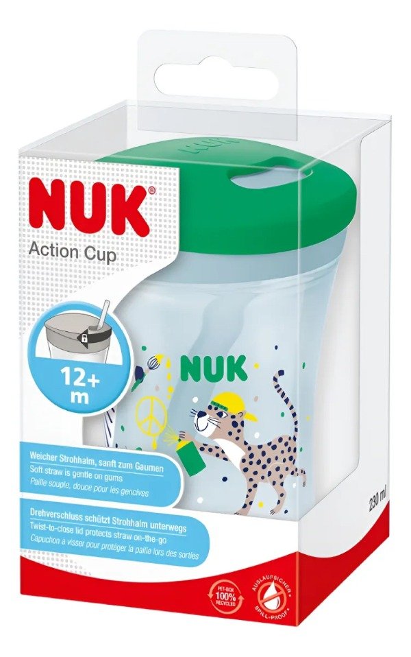 Producto - VASO EVO ACTION CUP LEOPARDO VERDE 230ml. NUK