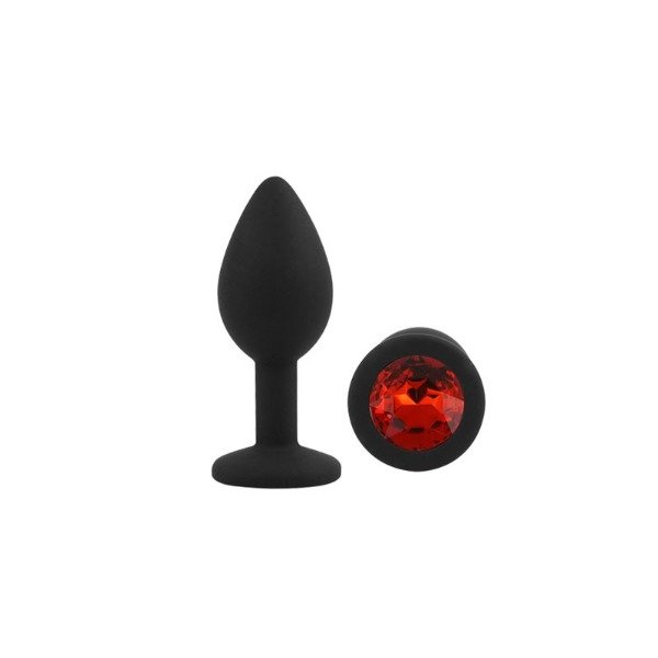 Producto - Anal Plug Gemmo Silicone Small Black Plug - Red Diamond
