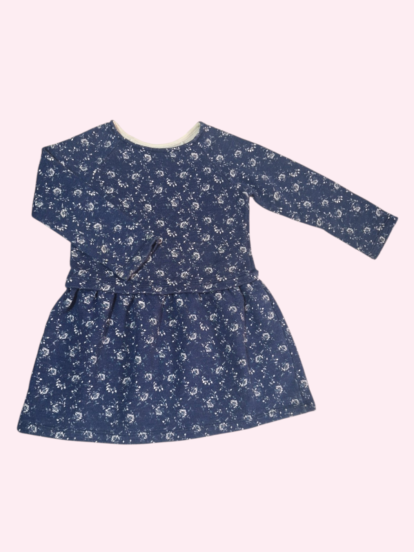 Producto - Vestido manga larga grueso azul con flores blancas Cheeky 2 años