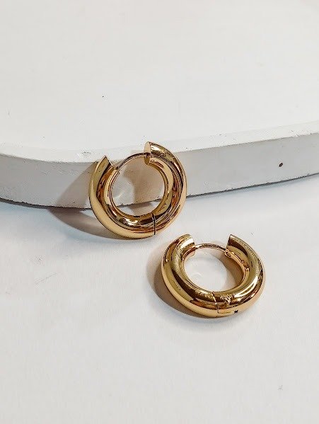 Producto - Argollas macizas DONA - Acero dorado - 2cm