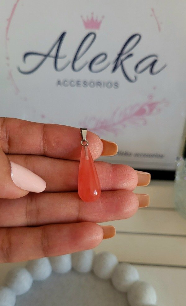 Producto - Dije gota cuarzo rosa