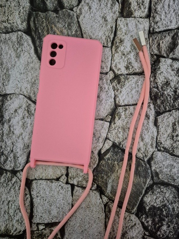 Producto - Funda silicone case con cordón Samsung A03s rosa