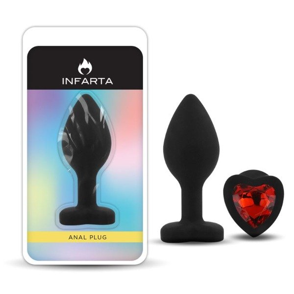 Producto - Plug corazon silicona Small Black Red diamond Infarta