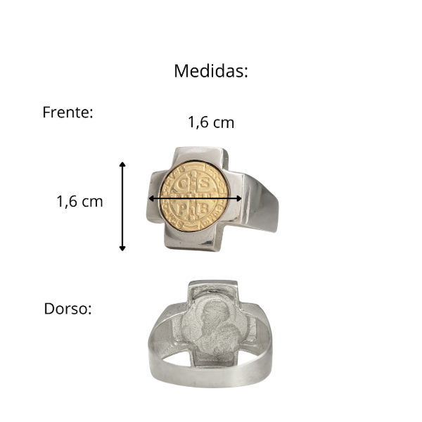 Producto - Anillo Cruz del equilibrio y San Benito Plata y Oro - 7