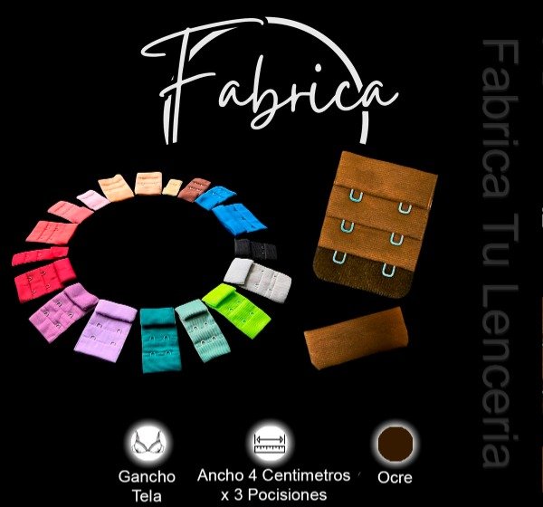 Producto - Gancho de tela Ocre 4cm x 3 posiciones (por unidad)