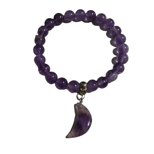 Producto - Pulsera de Piedra Natural Amatista Dije de Luna