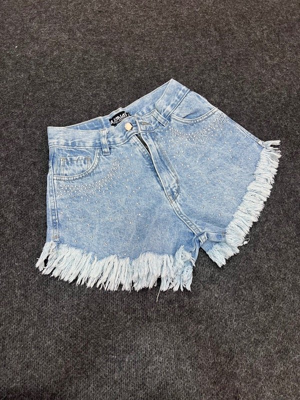 Short celeste strass