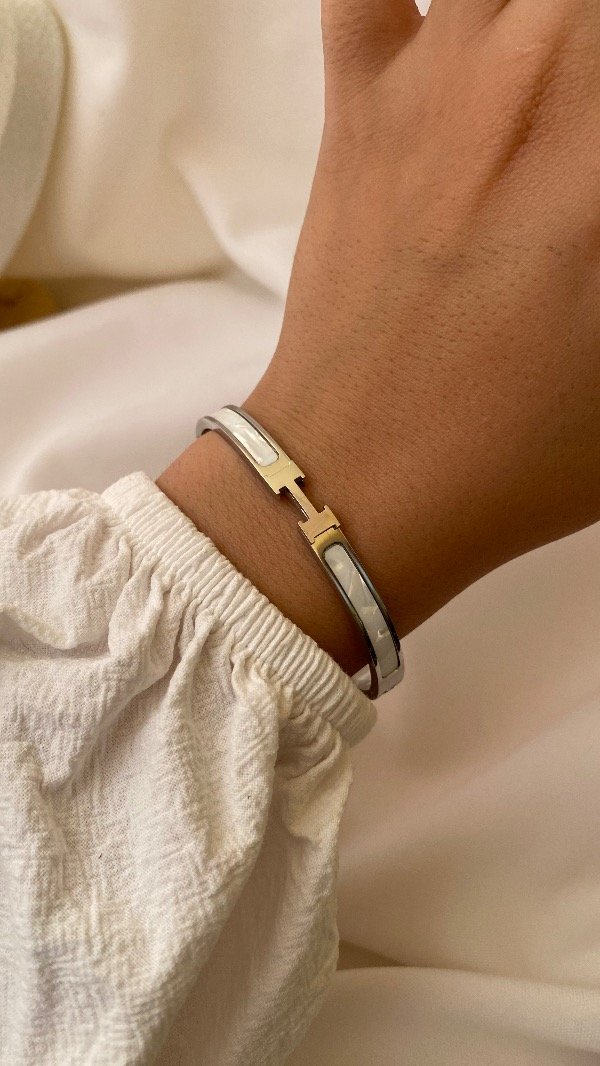 Producto - Esclava Hermes Nácar Plata