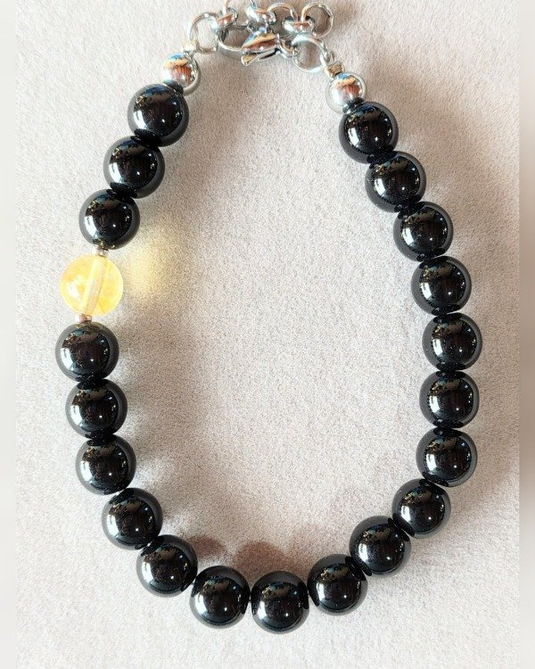 Producto - Ambar. Pulsera. Sol ( Obsidiana y Citrino)