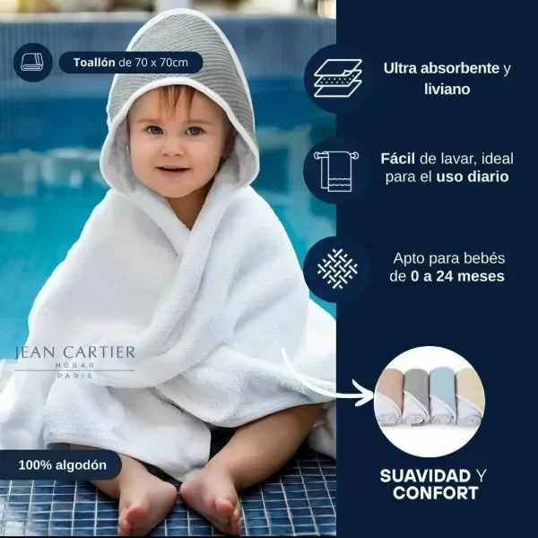 Producto - Toallón De Bebé Nido De Abeja Con Capucha Jean Cartier Color Nido de Abeja Rosa