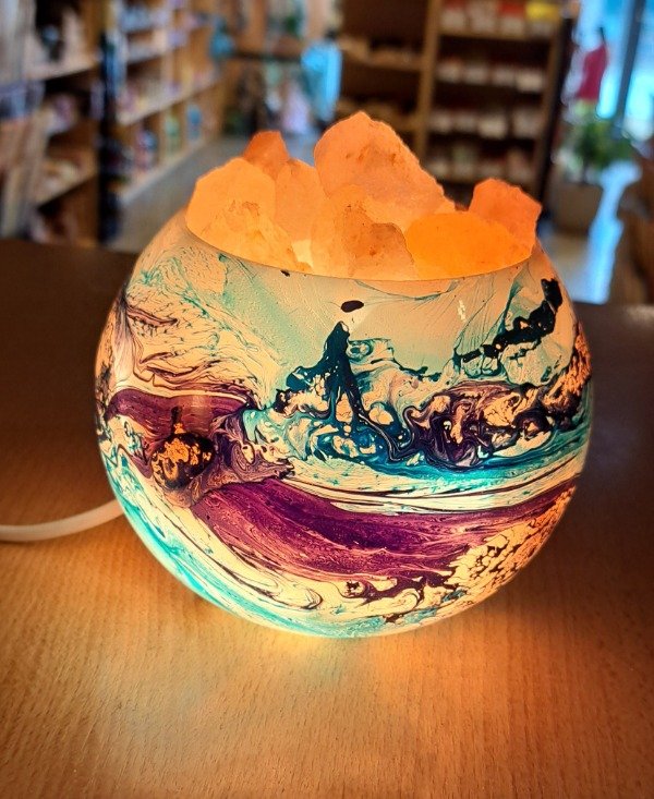 Producto - Lampara de Sal Fanal Vidrio Marmolado