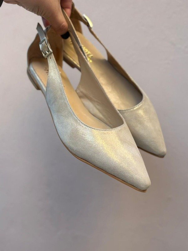 Producto - Zapato Chato Ola Oro Brillo