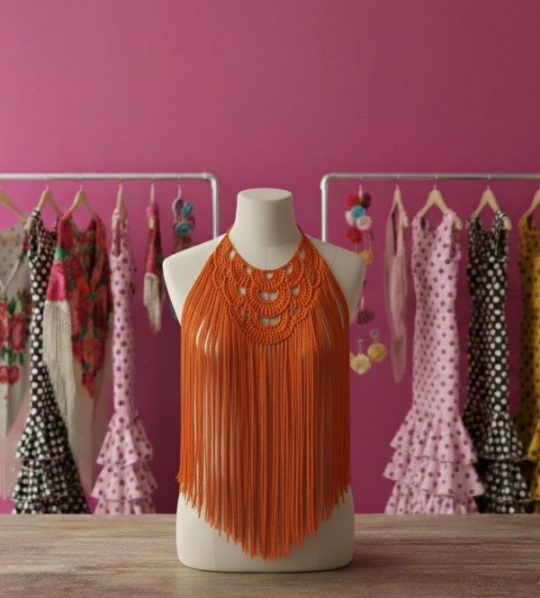 Producto - Collar De Flecos De Seda XL Naranja