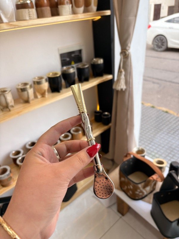 Producto - Bombilla pico de rey acero y bronce con aro