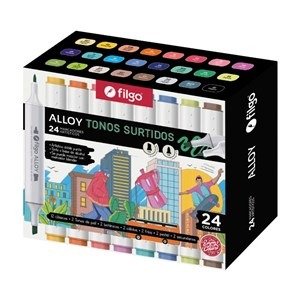 Producto - Marcador FILGO doble punta ALLOY x 24 COLORES SURTIDOS