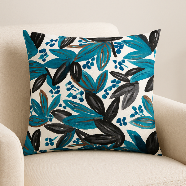 Producto - Funda de almohadon 40x40cm botanica azul