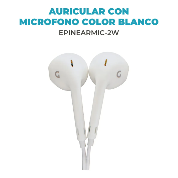 Producto - AURICULAR CON MICROFONO Cable Plug Fino Jack 3.5 BLANCO GLOBAL