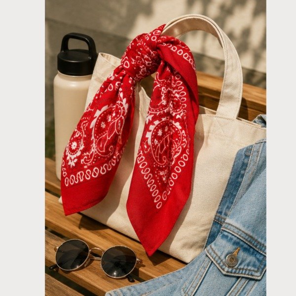 Producto - Bandana Roja Clásica Estilo Paisley 50x50 cm