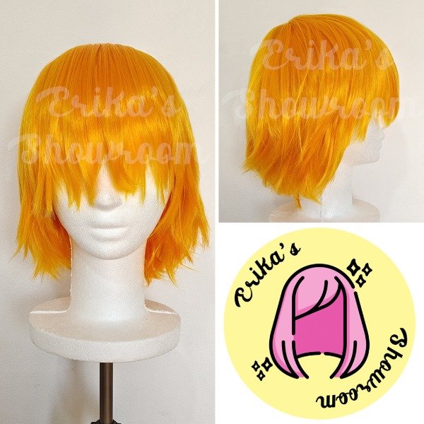 Producto - Peluca corta desmechada con flequillo naranja 65