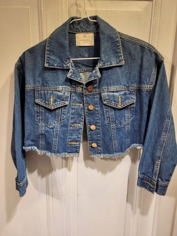 Producto - Campera RAPSODIA de jean azul corta desflecada Talle 18 años - PRECIO: 56X - 0