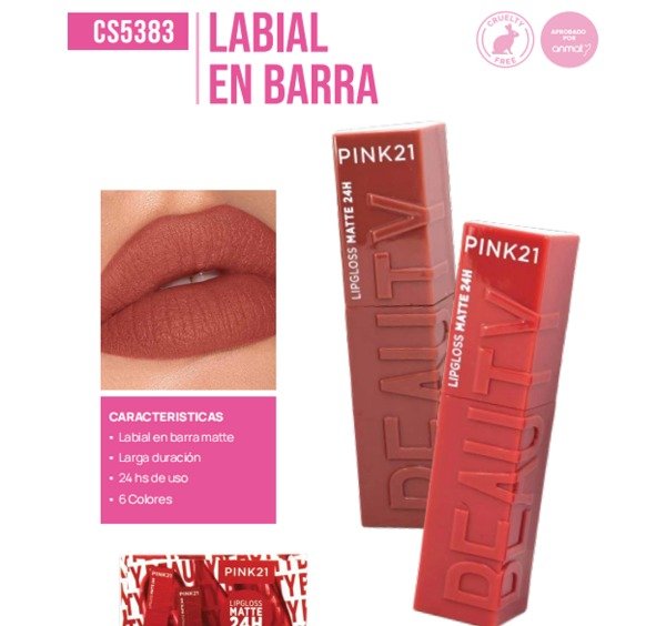 Producto - LABIAL SOFT MATTE LIPSTICK PINK 21 - 6