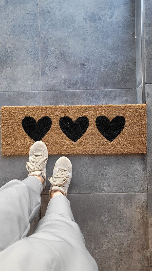 Producto - Felpudo Corazones Black 25x75
