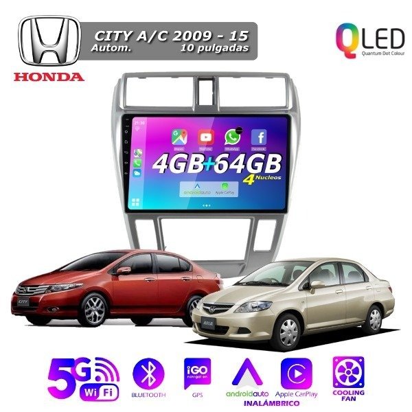 Producto - MULTIMEDIA HONDA CITY C.CLIMATIZADOR 2009/15 - 9" CON CAR PLAY Y ANDROID AUTO