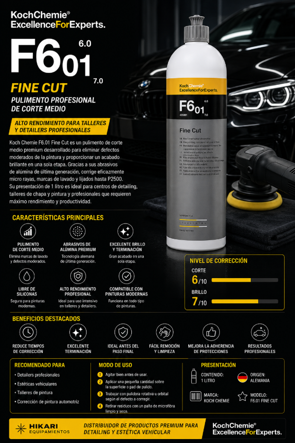 Producto - Koch Chemie F6.01 Fine Cut 1L Pulimento de Corte Medio Profesional