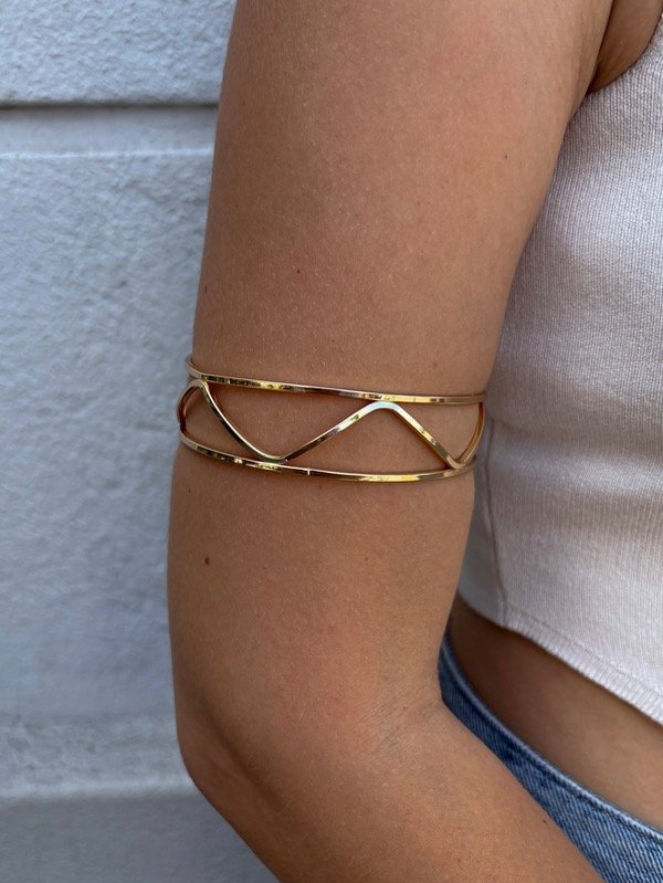 Producto - Brazalete doble con zigzag (dorado)