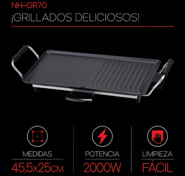 Producto - Parrilla Grill Eléctrica -2000w -Antiadherente -5 Niv -Novohome (NH-GR70) - 6