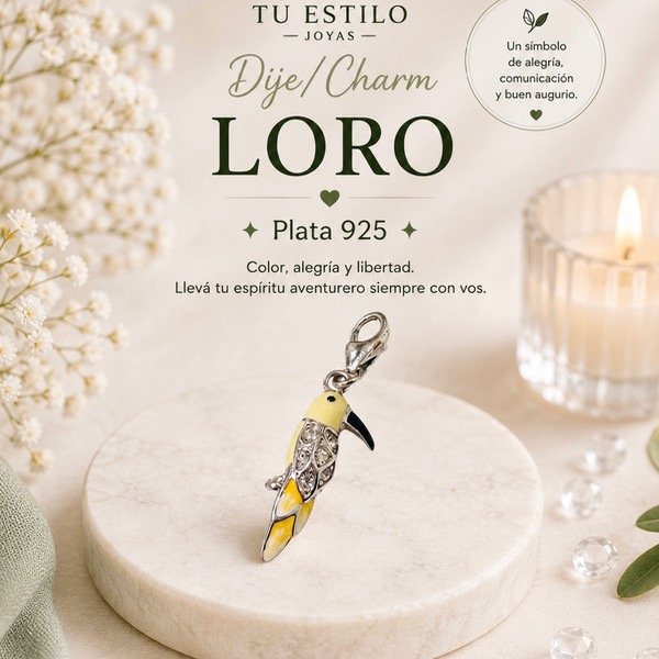 Producto - Dije con ganchito Loro Plata 925