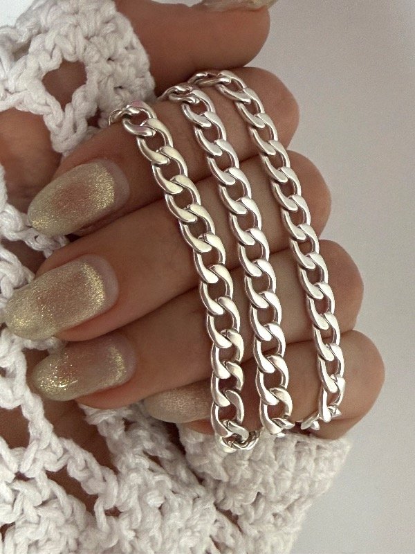 Producto - CB609 Cadena plana grosor 1.4 largo 60 cm acero blanco