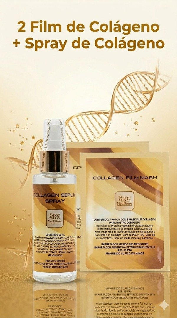 Producto - 2 Mascaras Film De Colageno Reabsorbible+spray Colageno
