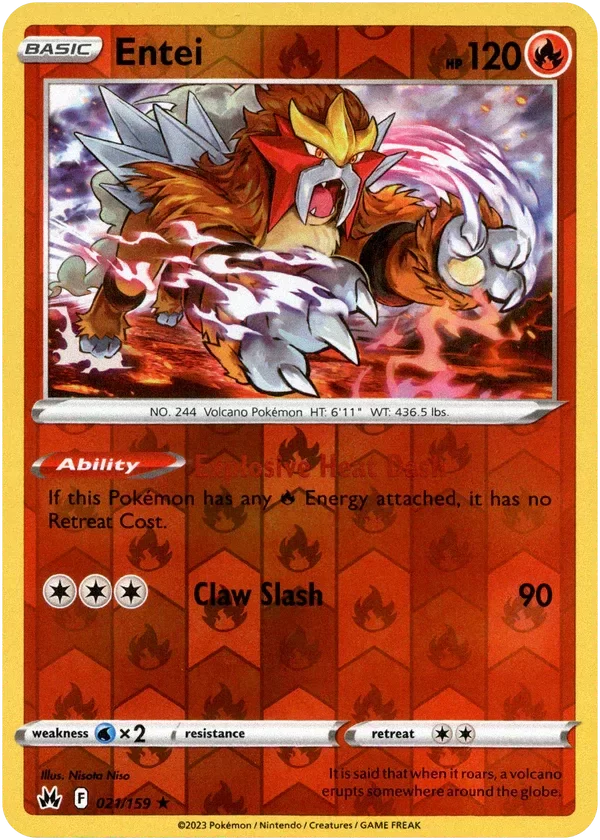 Entei - 021/159 - Crown Zenith - Reverse Holo - ALUMINETCG