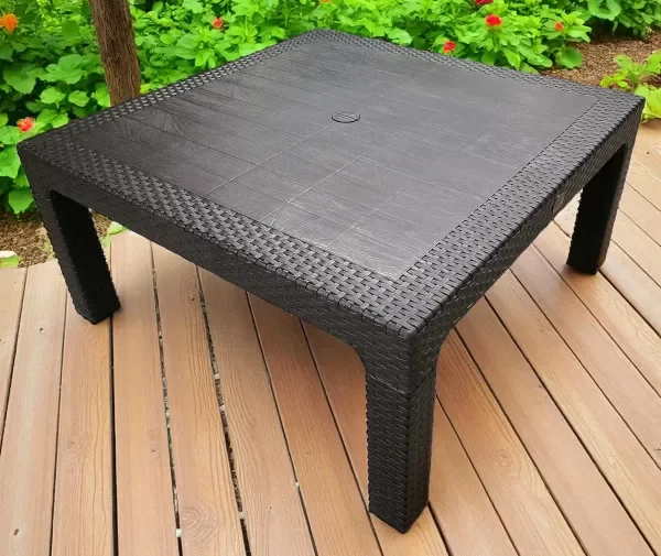 Producto - Mesa Símil Ratán Cuadrada Ratona 70 x 70 Cm Negra