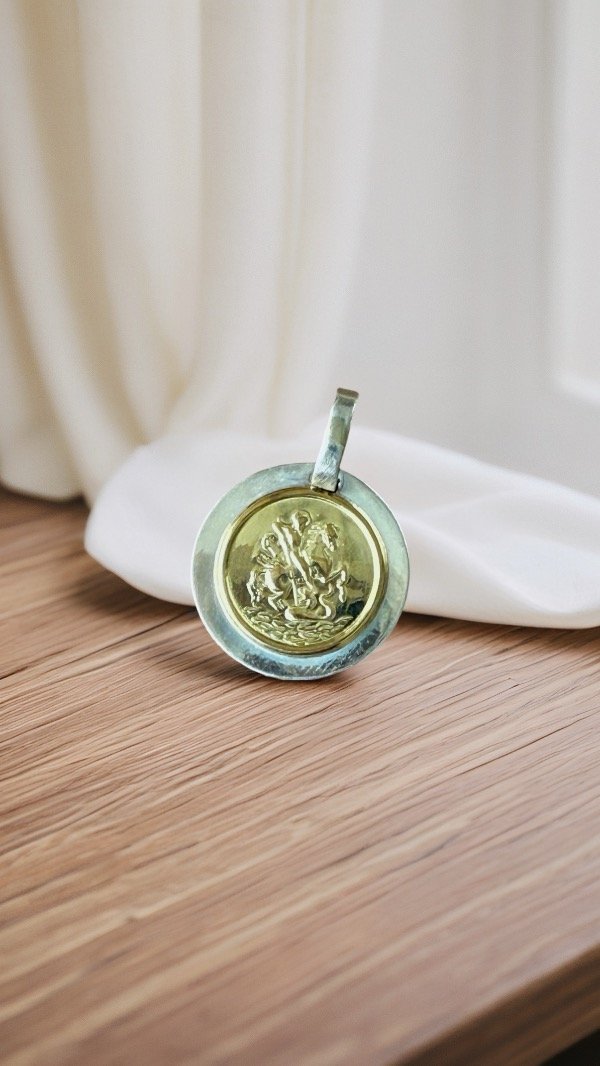 Producto - Medalla San Jorge PLATA Y ORO 16x21MM