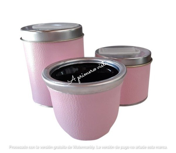 Producto - Set latas chicas lisas pastel c/mate vidrio (cons. colores)