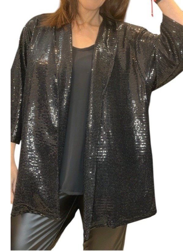 Producto - Saco Blazer Simil Lentejuelas Amplio Mangas 3/4 Larguito - XL XXL - 65.000 TRANS