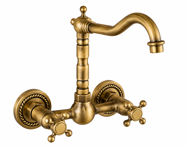 Producto - Griferia de Pared con mezclador externo alta bronce vintage baño cocina GLOMMA