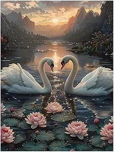 Producto - DIAMOND PAINTING 30X30 CISNES EN EL LAGO