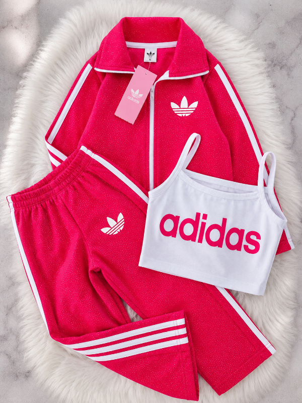 Producto - TRIO ADIDAS GLITTER FUCSIA (CAMPERA + TOP + PALAZO)
