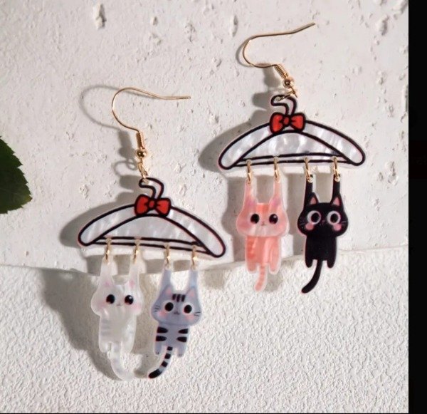 Producto - Pendientes , Aros Navideños Para Mujer, Gatitos Colgando