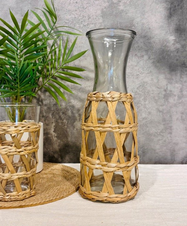 Producto - Botella de Vidrio c/base fibra natural